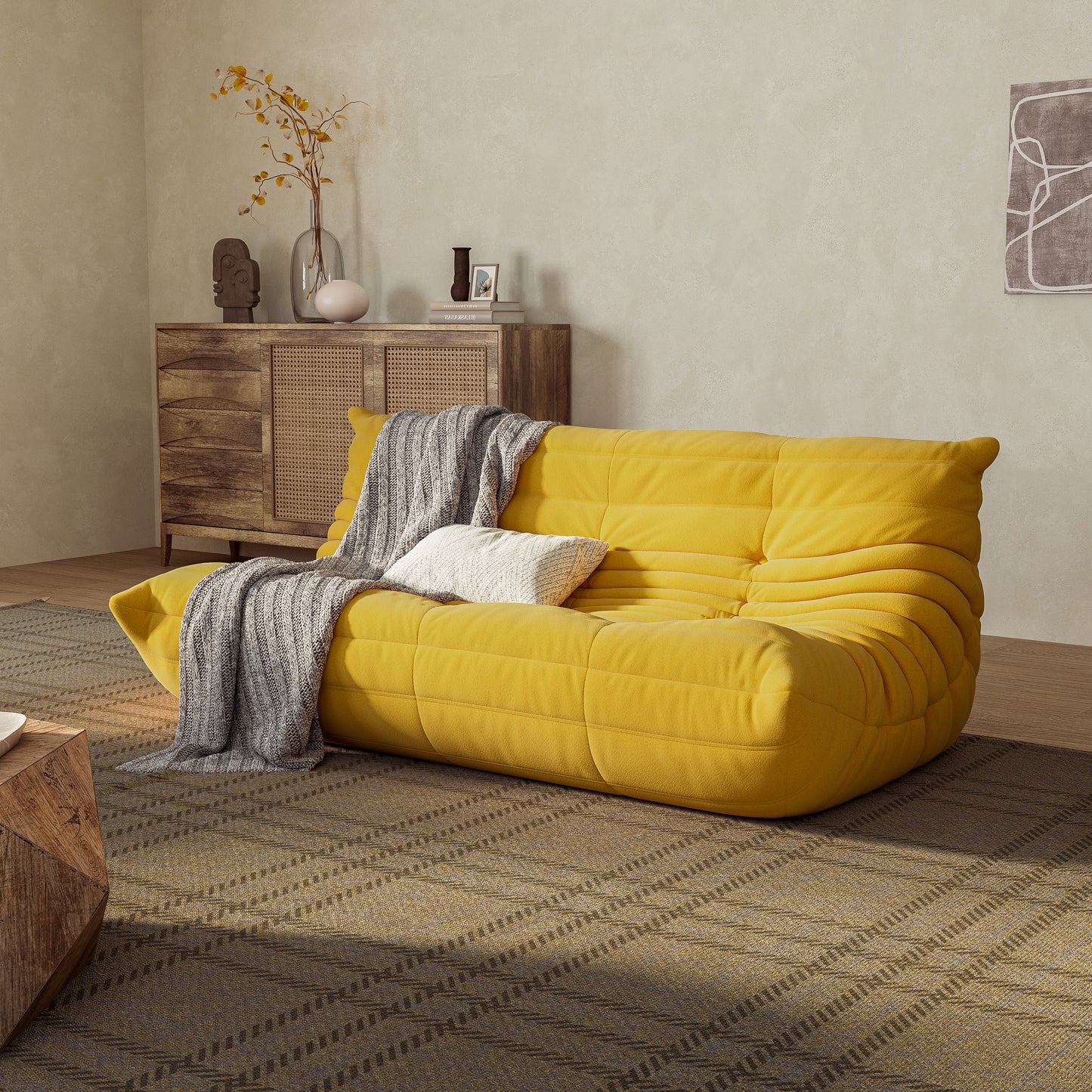 SAINCH Caterpillar Sofa Suede Fabric - Three seater