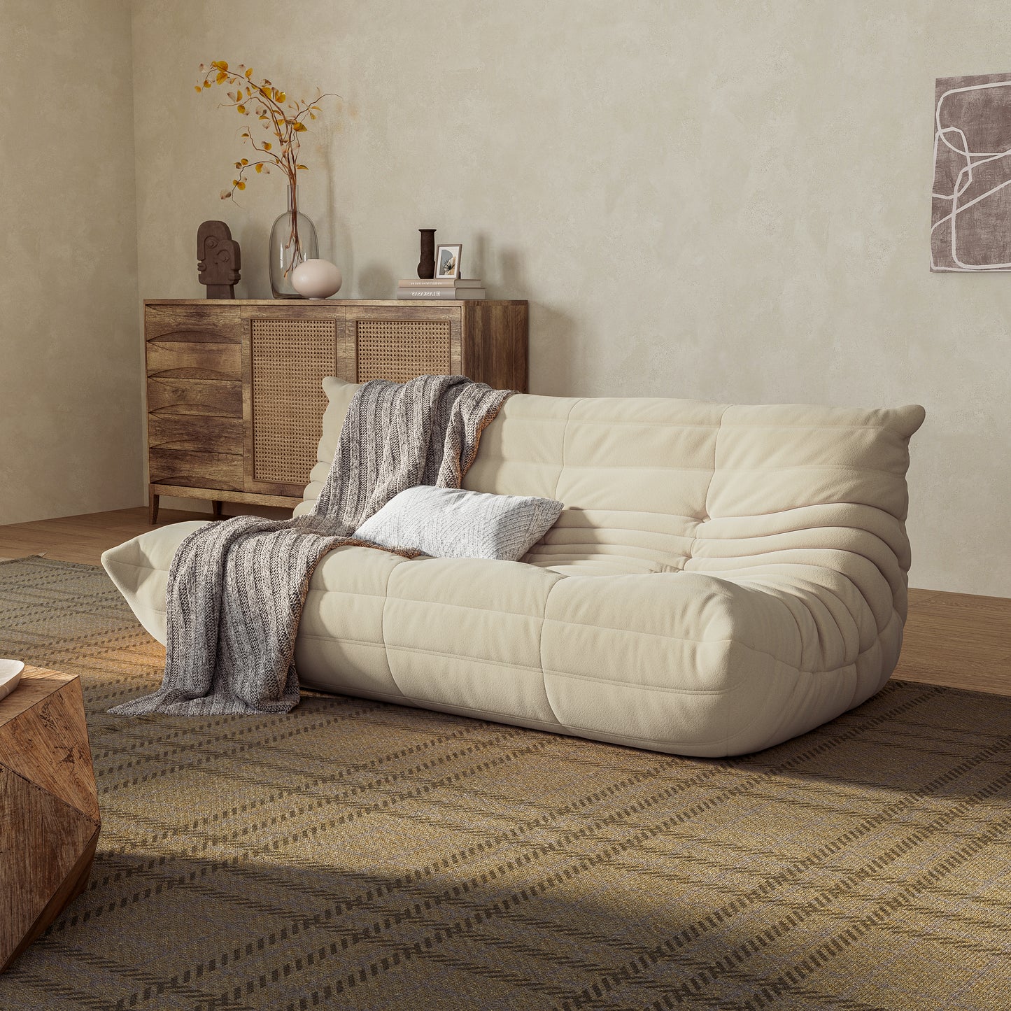 SAINCH Caterpillar Sofa Suede Fabric - Three seater