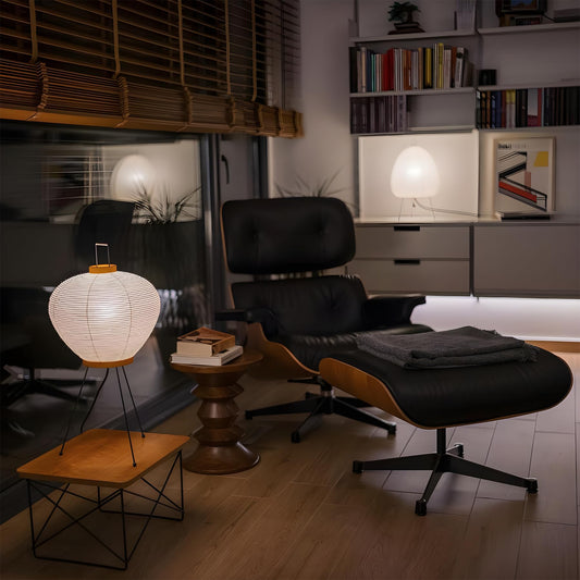 Mid Century Genuine Leather Recliner Lounge Chair with Ottoman - Walnut Wood & Black