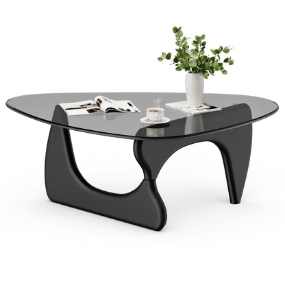 Modern Triangle Glass Coffee Table - Black&Grey Top