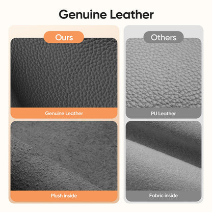Armrests Ribbed Office Chair Black Genuine Leather Office Chair