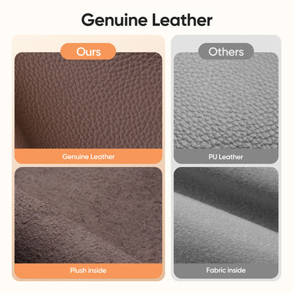 Armrests Ribbed Office Chair Brown Genuine Leather Office Chair