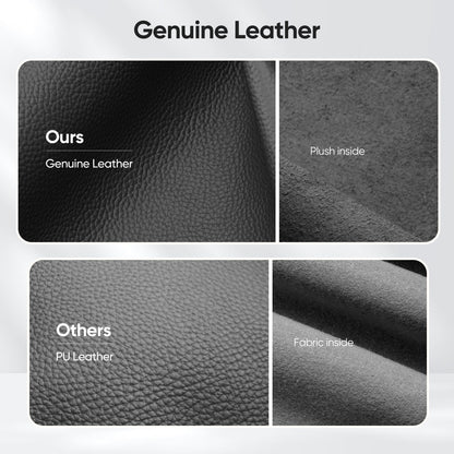 Armless Ribbed Office Desk Chair with Top Grain Leather - Black