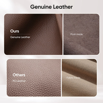 Armless Ribbed Office Desk Chair with Top Grain Leather - Brown