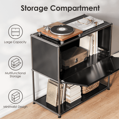 Modern Storage Cabinet Nightstand Versatile Free-Standing Organizer - Black