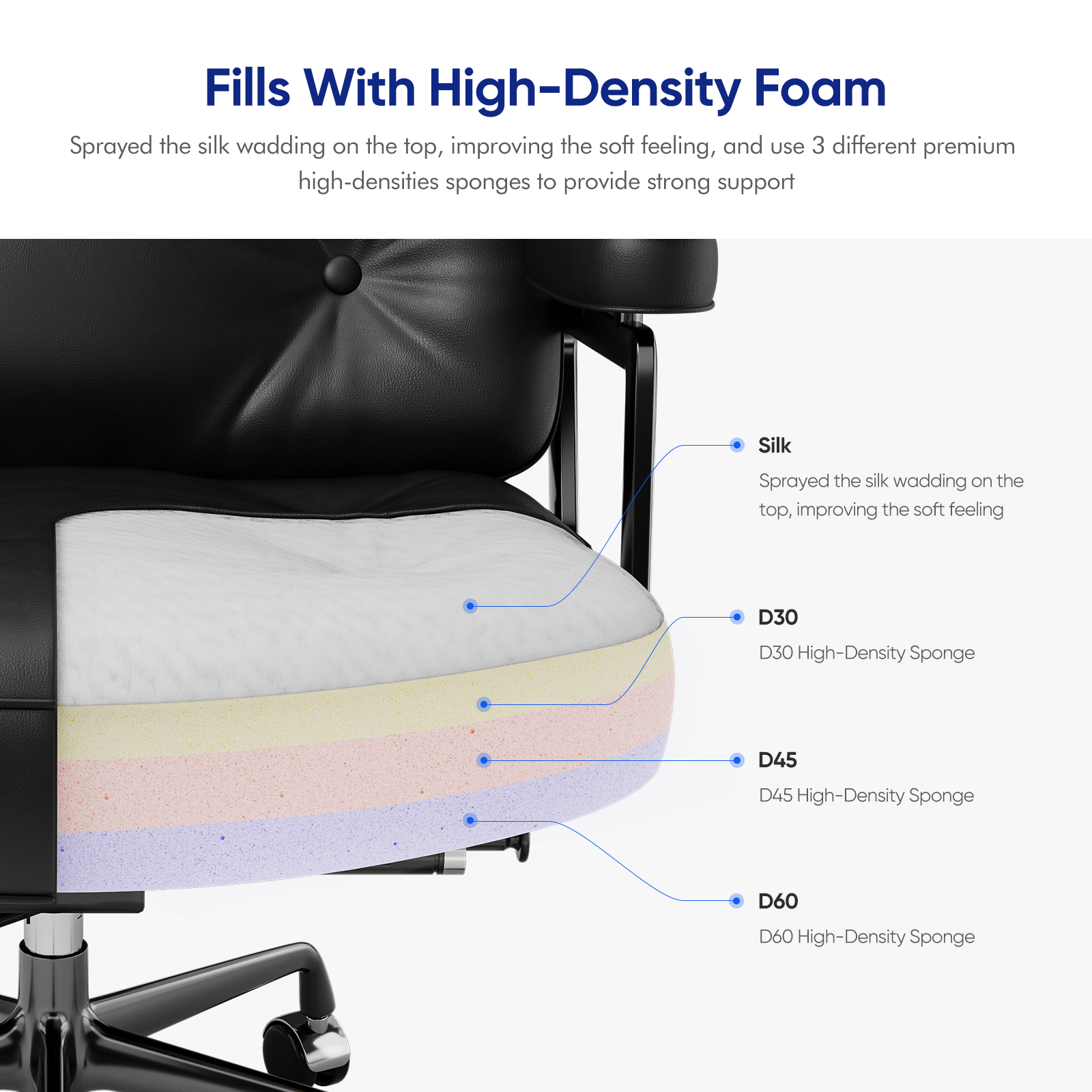 Mid-Back Padded Office Chair - Furnzo