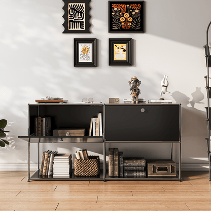 Modern Storage Cabinet Nightstand Versatile Free-Standing Organizer - Black