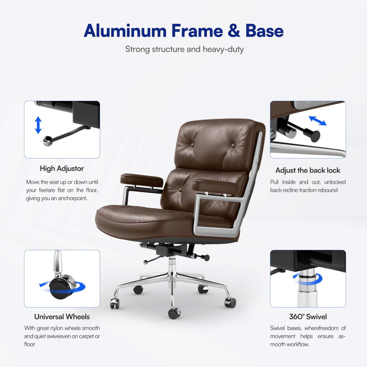 SAINCH mid-back office chair dimensions with 360 lb weight capacity and wide seat