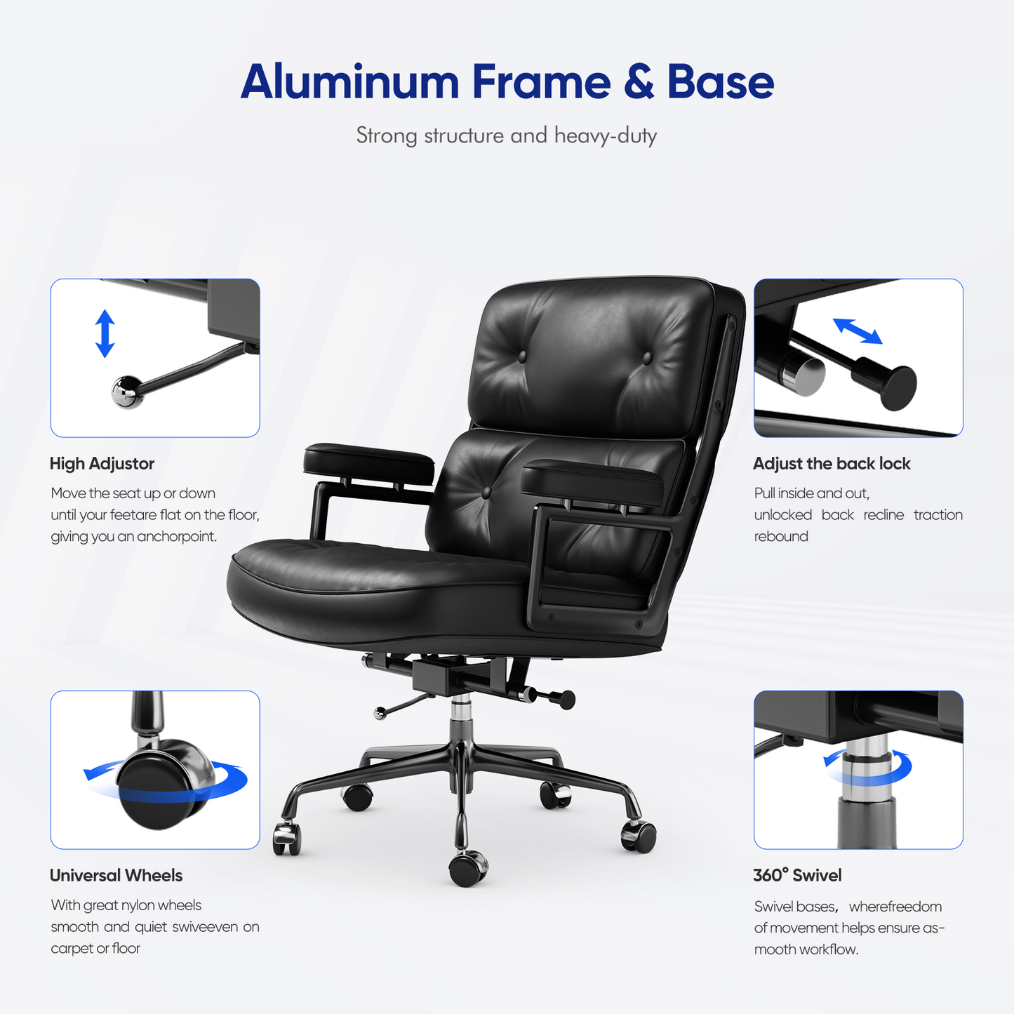 Mid-Back Padded Office Chair - Furnzo