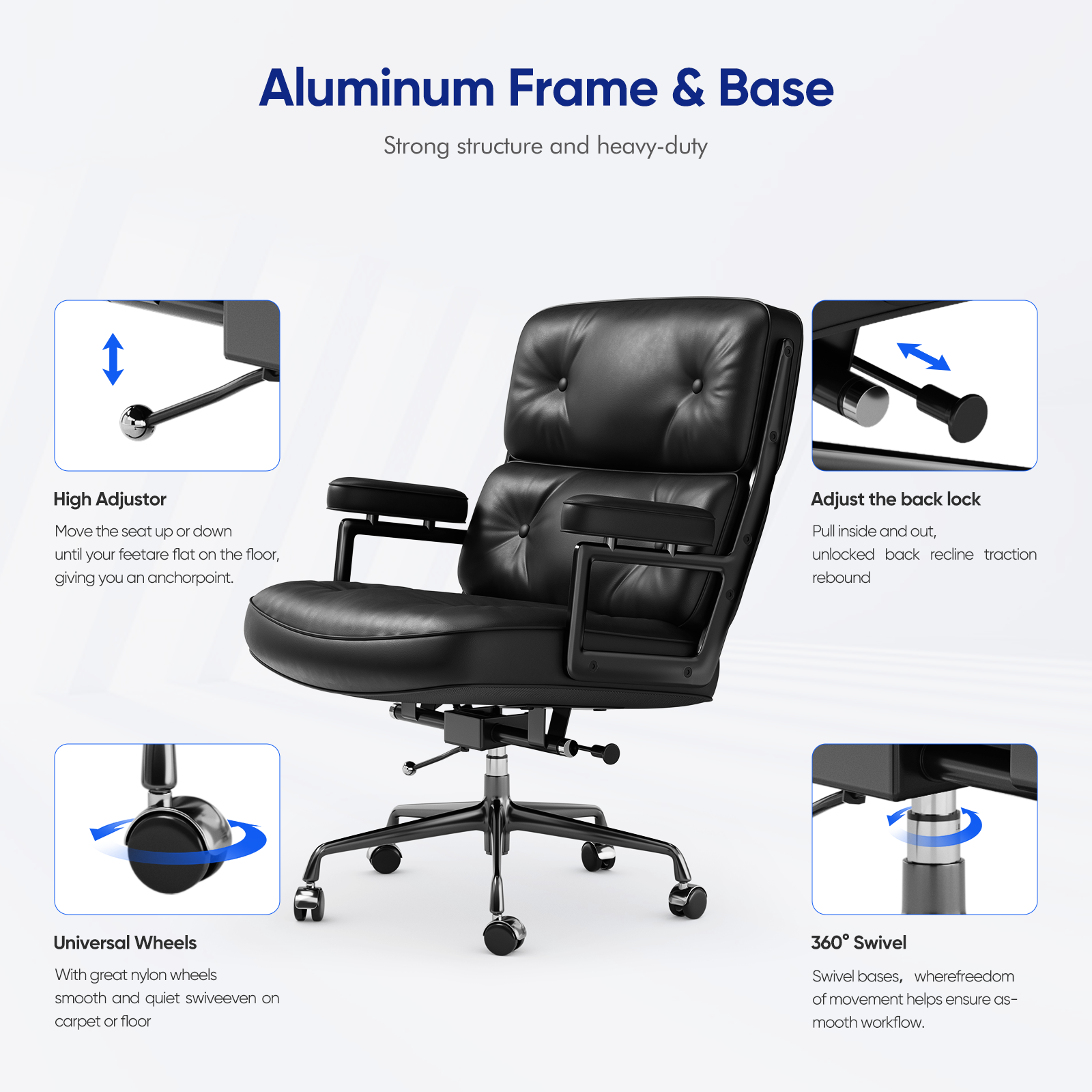Mid-Back Padded Office Chair - Furnzo