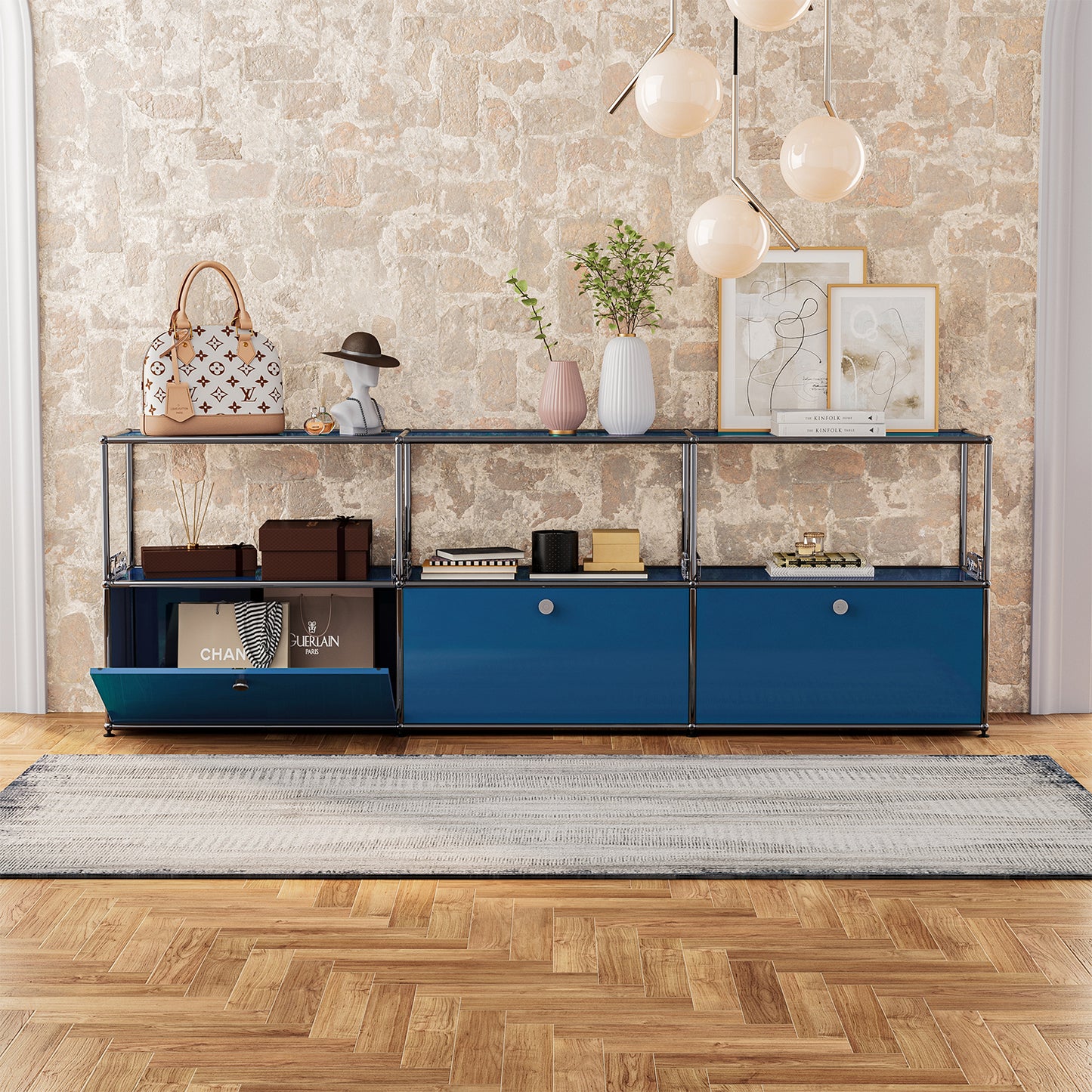 SAINCH Modern Modular Metal Storage Cabinet - Six Compartment Double Layer Three Door