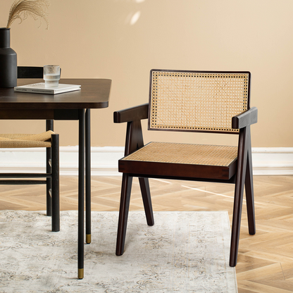 SAINCH Rattan Dining Chair, Solid Wood Frame