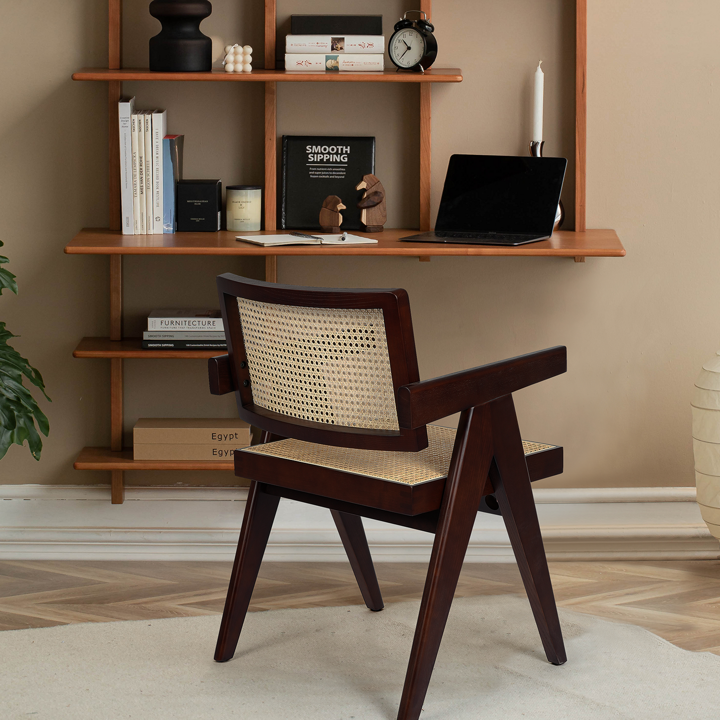 SAINCH Rattan Dining Chair, Solid Wood Frame
