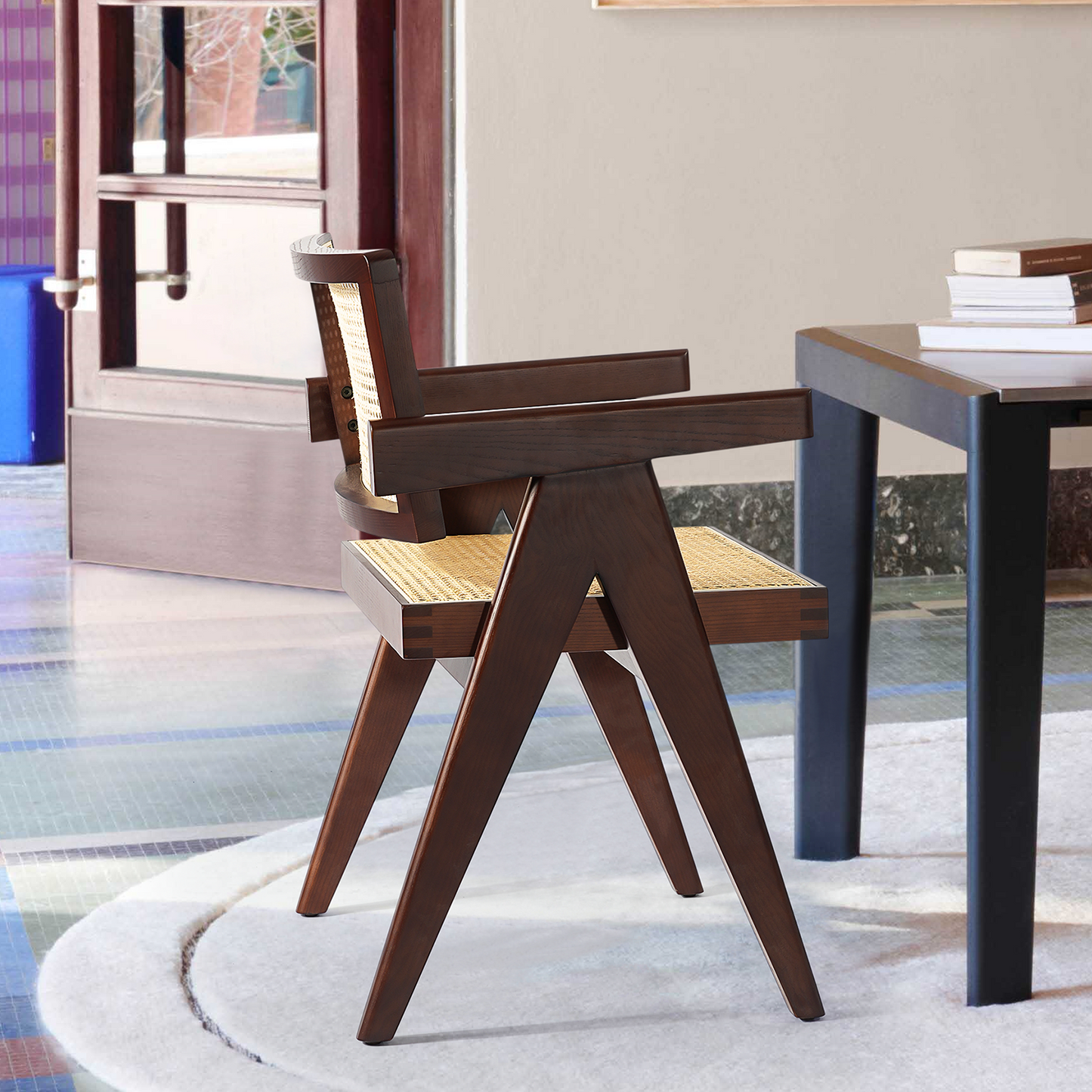 SAINCH Rattan Dining Chair, Solid Wood Frame