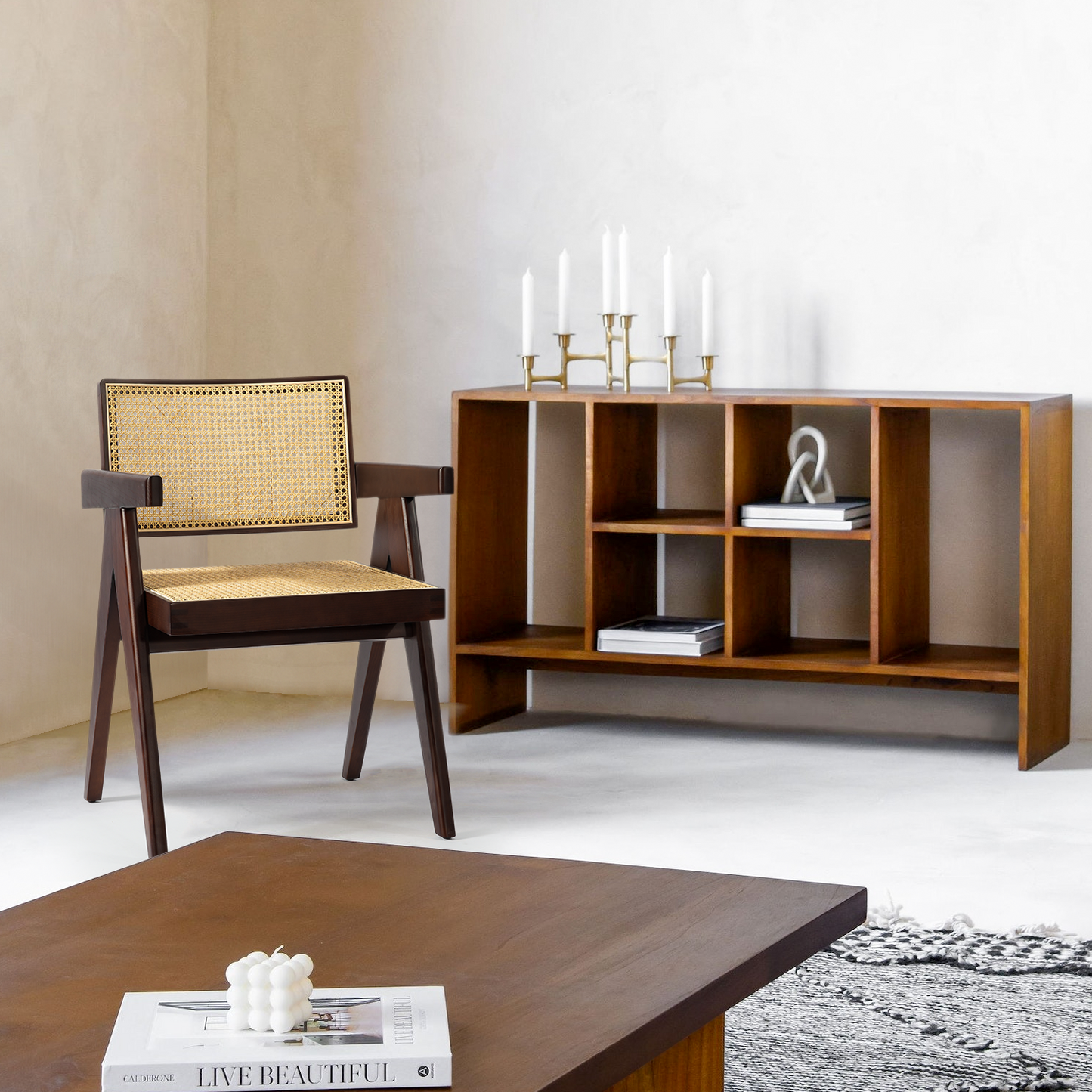 SAINCH Rattan Dining Chair, Solid Wood Frame