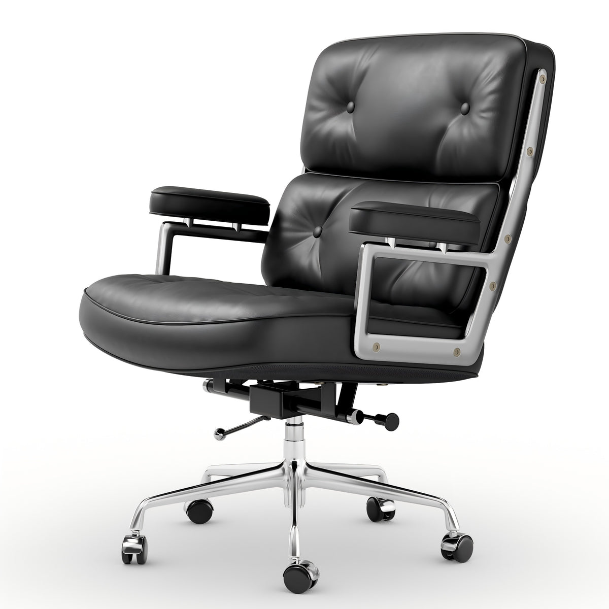 Genuine Leather Office Chair, Padded Mid Back Conference Desk Chair