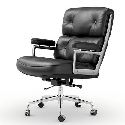 Genuine Leather Office Chair, Padded Mid Back Conference Desk Chair