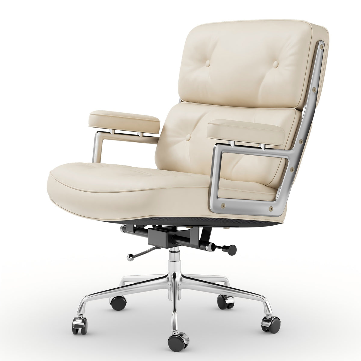 Genuine Leather Office Chair, Padded Mid Back Conference Desk Chair