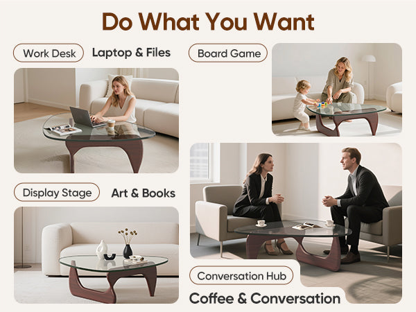 SAINCH Triangle glass coffee table used for work, games, books and everyday living
