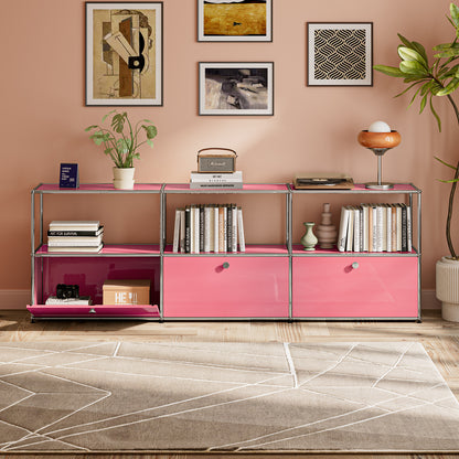 SAINCH Modern Modular Metal Storage Cabinet - Six Compartment Double Layer Three Door