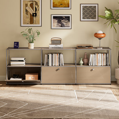 SAINCH Modern Modular Metal Storage Cabinet - Six Compartment Double Layer Three Door