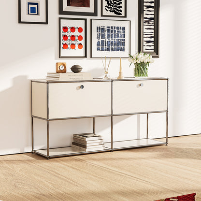 Modern Storage Cabinet Nightstand Versatile Free-Standing Organizer - White