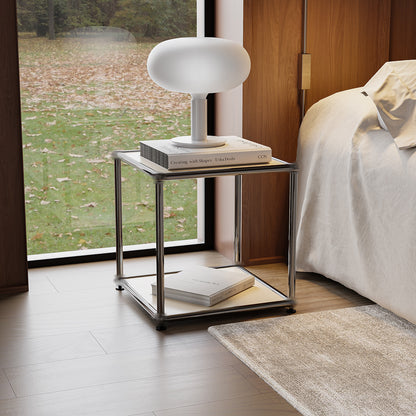 Modern Storage Cabinet Nightstand Versatile Free-Standing Organizer - White