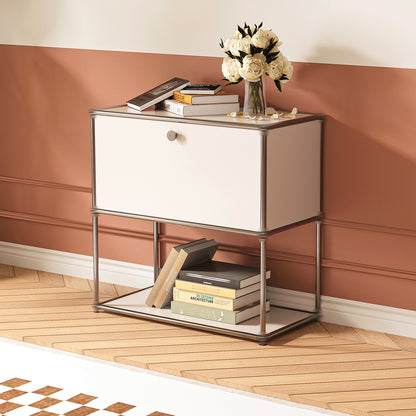 Modern Storage Cabinet Nightstand Versatile Free-Standing Organizer - White