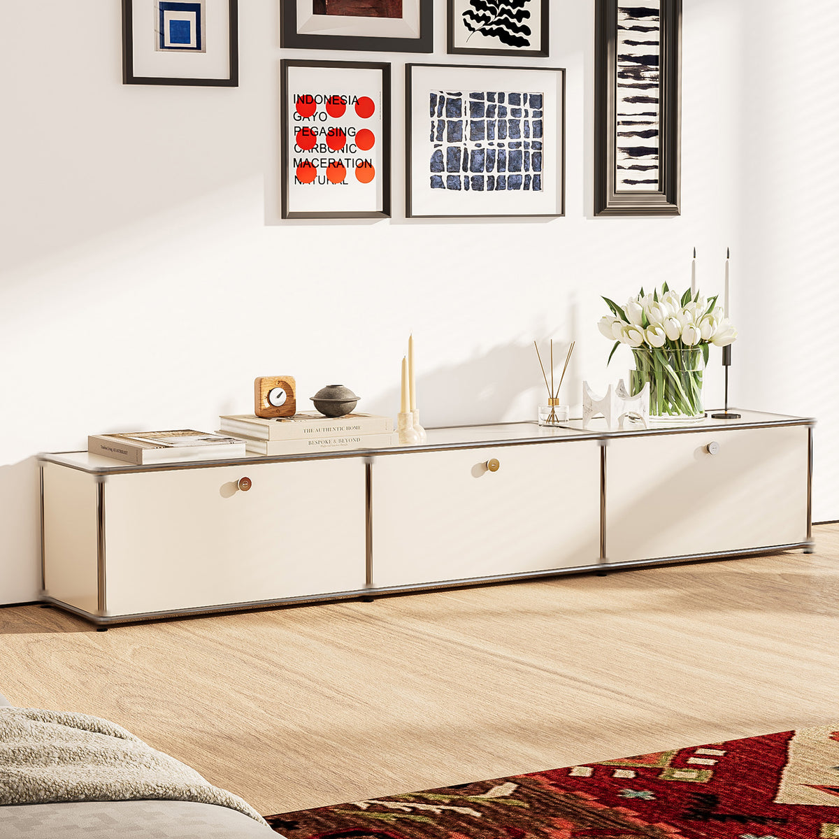 Modern Storage Cabinet Nightstand Versatile Free-Standing Organizer - White