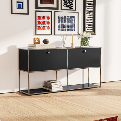 Modern Storage Cabinet Nightstand Versatile Free-Standing Organizer - Black