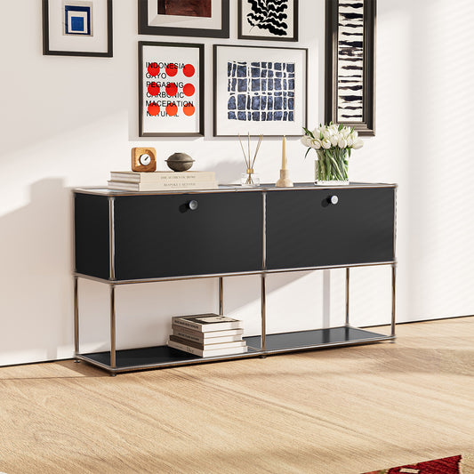 Modern Storage Cabinet Nightstand Versatile Free-Standing Organizer - Black