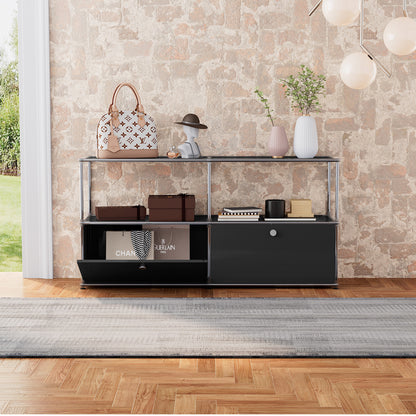 Modern Storage Cabinet Nightstand Versatile Free-Standing Organizer - Black
