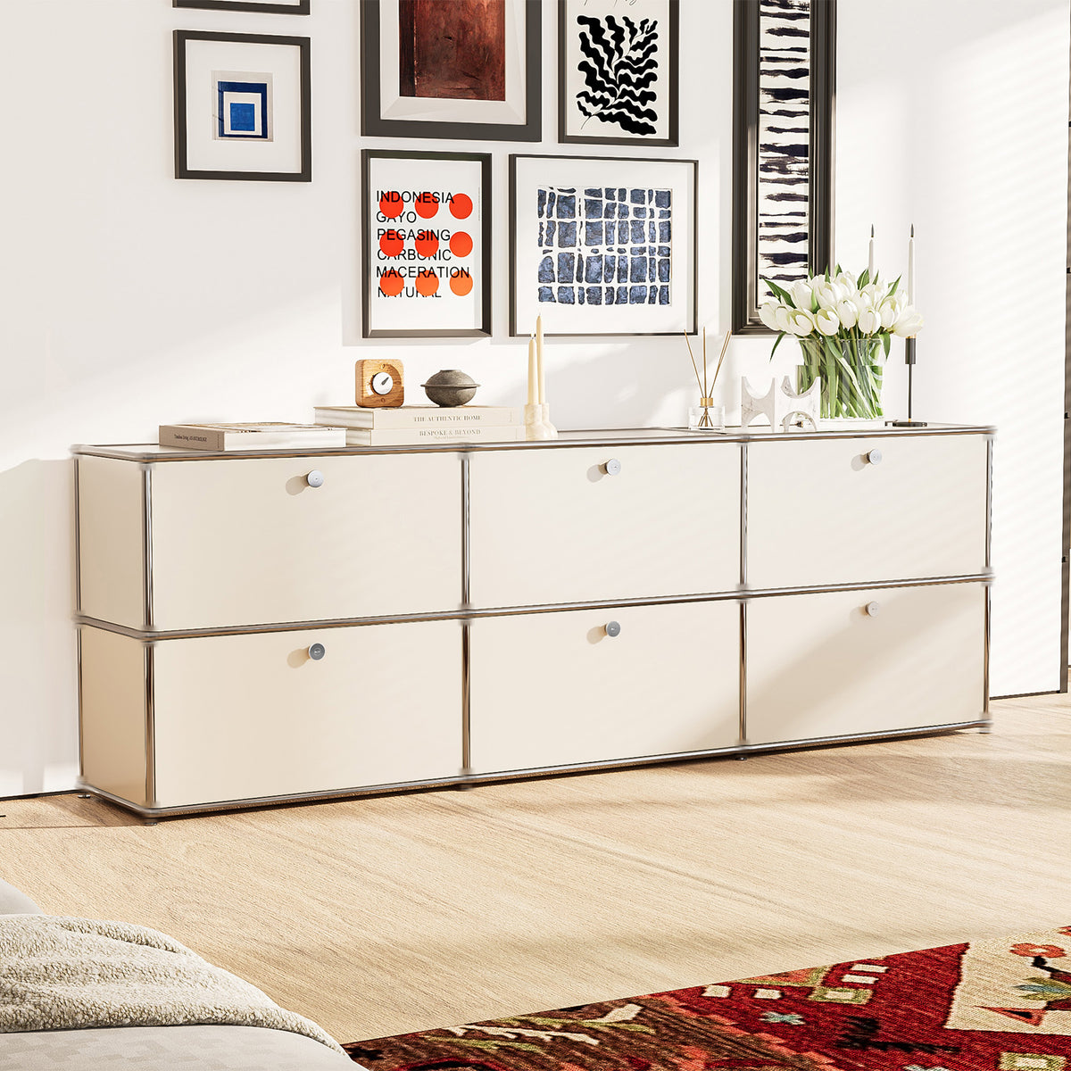Modern Storage Cabinet Nightstand Versatile Free-Standing Organizer - White