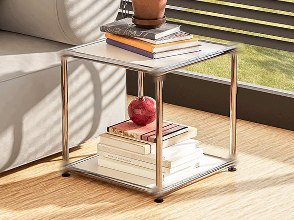 SAINCH white modular side table with open shelves for books and everyday storage