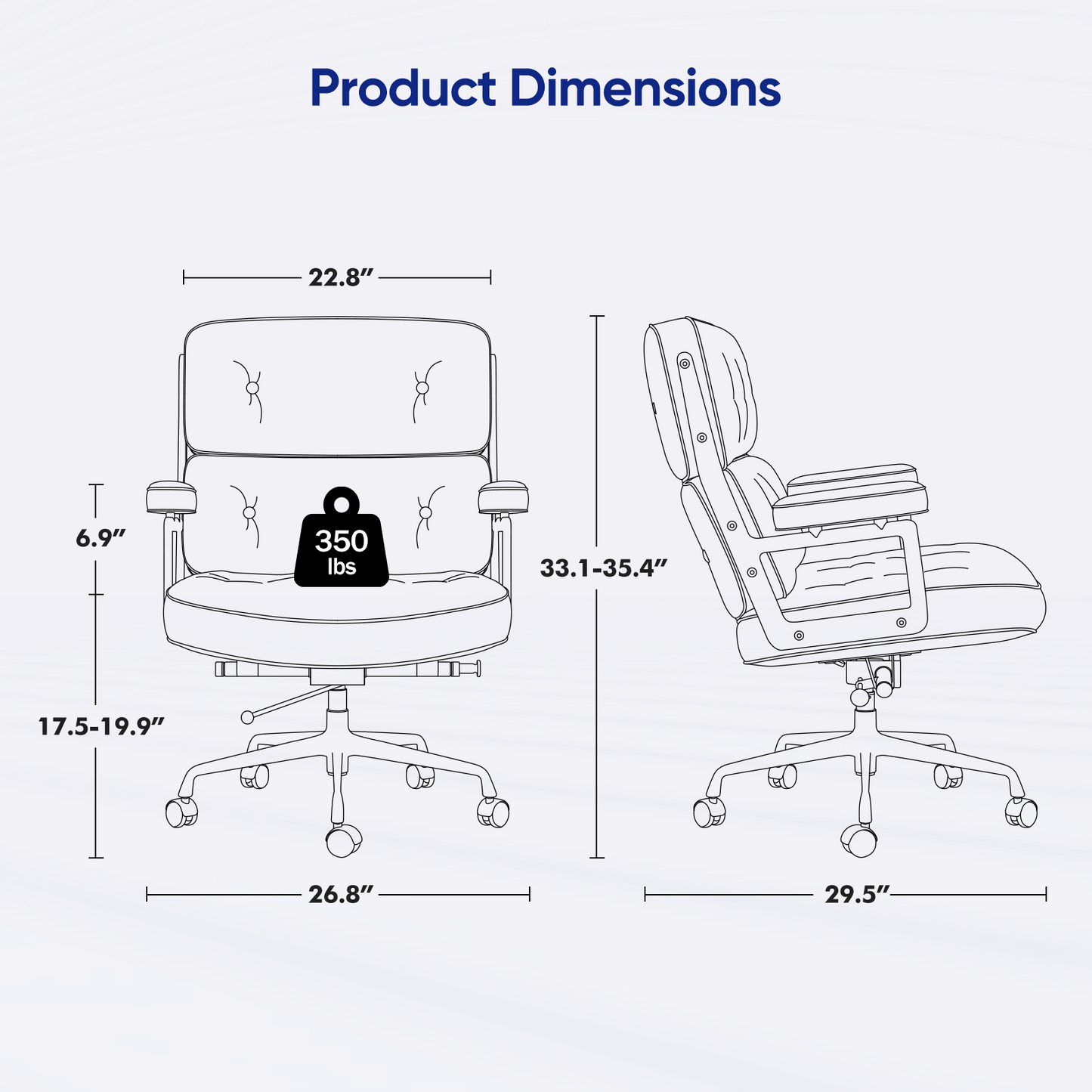Mid-Back Padded Office Chair - Furnzo