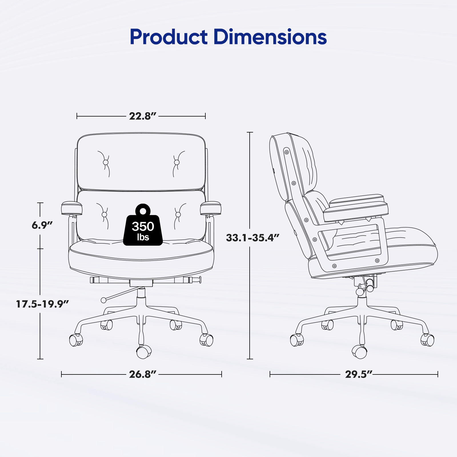 Mid-Back Padded Office Chair - Furnzo