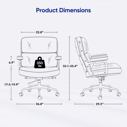 Mid-Back Padded Office Chair - Furnzo